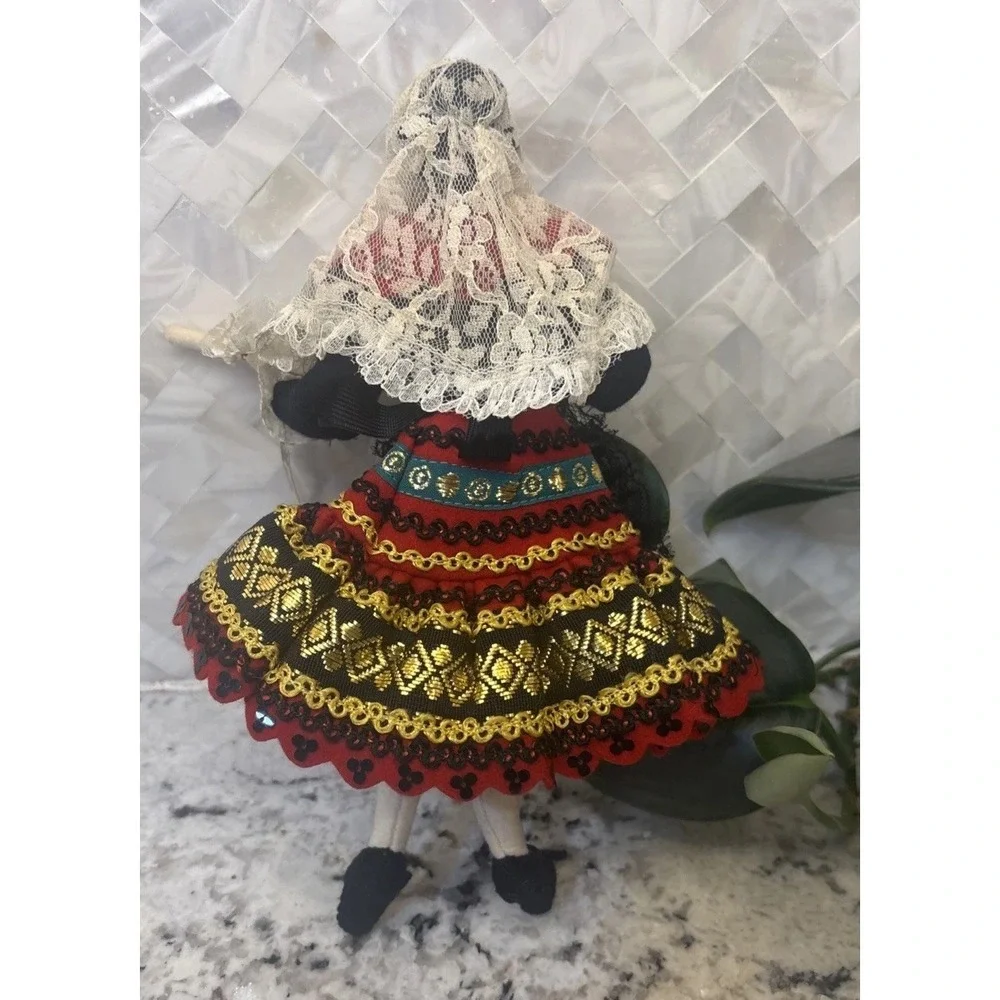VTG Spanish Souvenir Folk Doll Fiesta Madrid Hand‎ Painted Face Original Tag